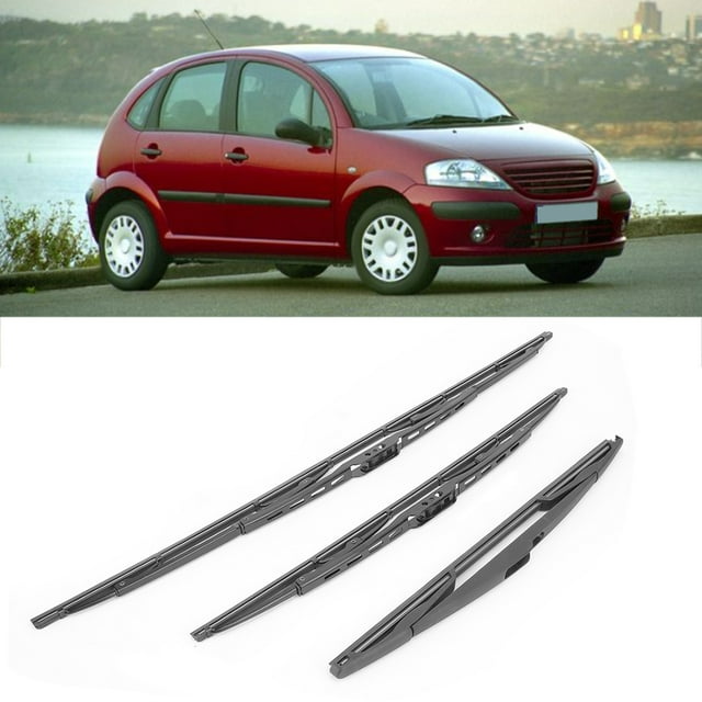 Windshield Wiper 3Pcs/Set Front & Rear Wiper Blades Accessory Fit For Citroen C3 Mk1 Models 2002-2008