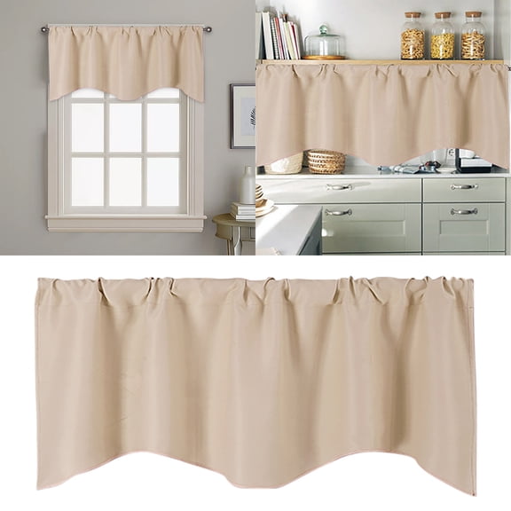 Curtain,Door Curtain Kitchen Shading Window Curtain Solid Color Pocket Fan Shaped Curtain Short Curtain 52 X 18 Inches