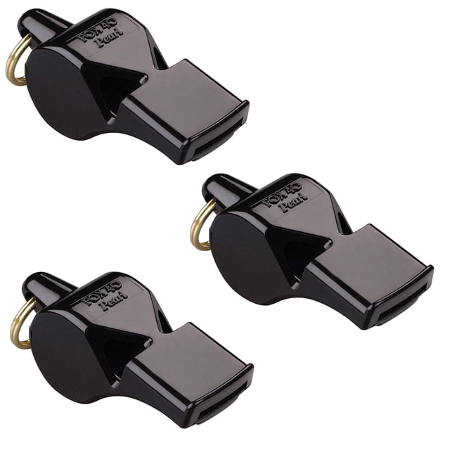 Silbato Fox 40 Pearl oficial de 2 cámaras sin bola negro, paquete de 3