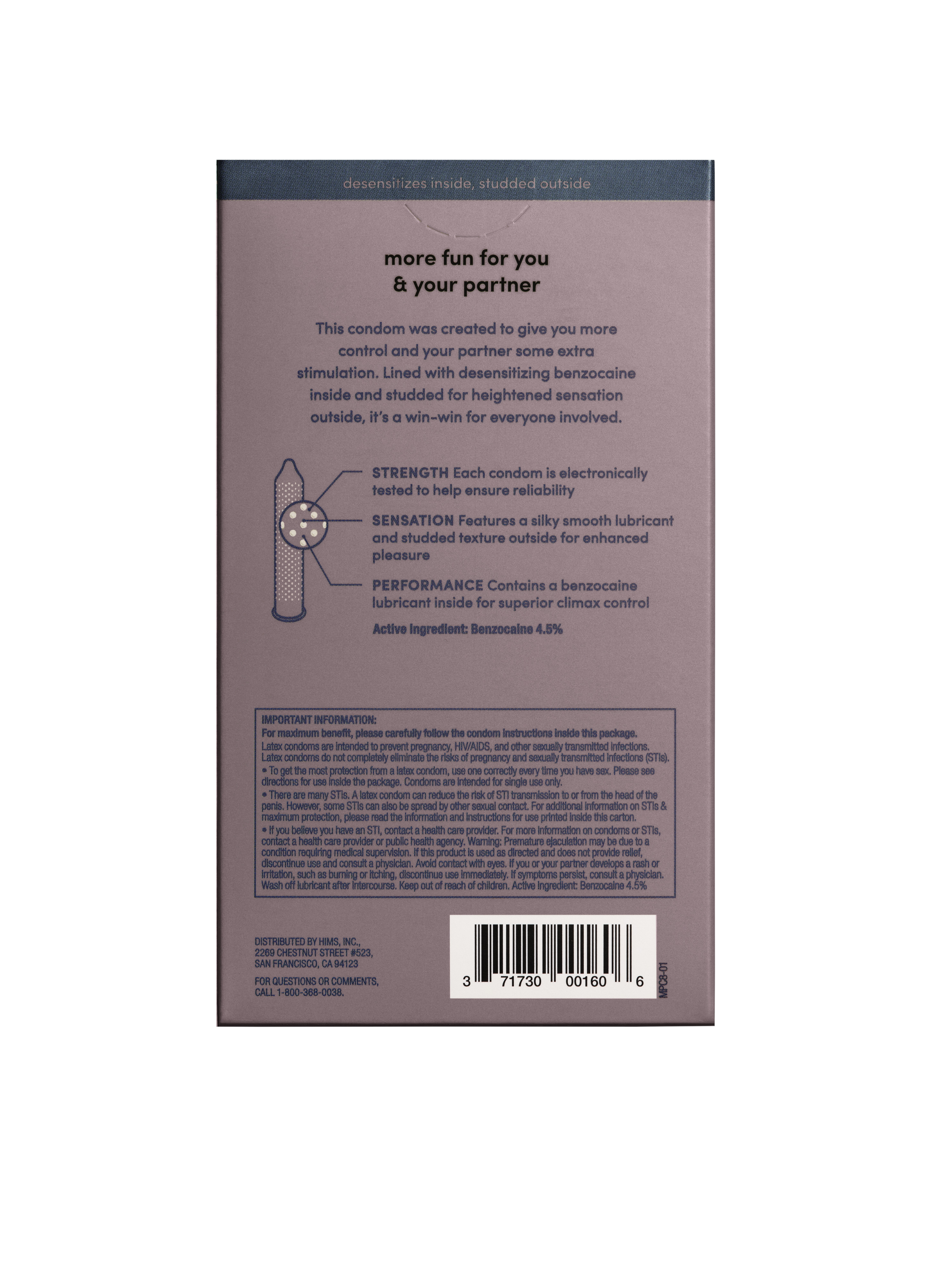 Hims Clockstopper Climax Delay Natural Rubber Latex Condoms, 8 Pack