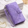 thumbnail image 5 of Dteck Samsung Galaxy S20 FE (Fan Edition) Case, Folio Case Embossed PU Leather Zipper Pocket Credit Card Holder Wallet Phone Case with Wrist Strap for Samsung Galaxy S20 FE 5G / 4G,Purple, 5 of 6