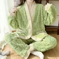 thumbnail image 2 of Pijamas de invierno de talla grande para mujer, ropa de casa cálida gruesa, pantalones de cárdigan de terciopelo Coral, traje suelto, estudiantes coreanos, 5XL, 2 of 5