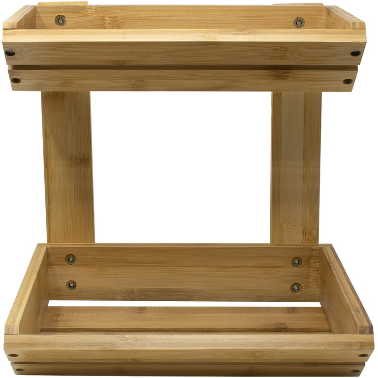 Sorbus Bamboo Fruit Vegetable Basket Kitchen Counter Stand 2 Tier