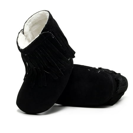 

CHUOU Baby Girls Soft Plush Tassels Snow Boots Warm Cotton First Walkers Shoes