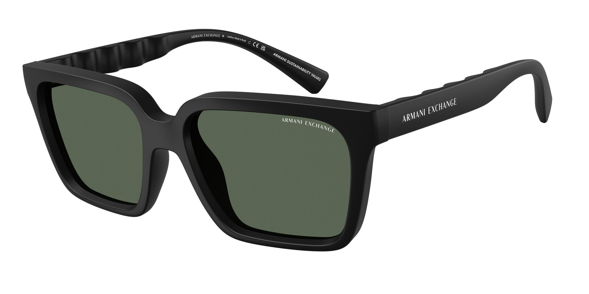 ^_^ Armani Exchange Men's AX4026S-812287-56 Black Rectangle Sunglasses