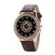 thumbnail image 1 of Reloj de cuarzo con banda de cuero de PU a la moda, reloj femenino con diamantes de imitación y esfera redonda grande (marrón), 1 of 5