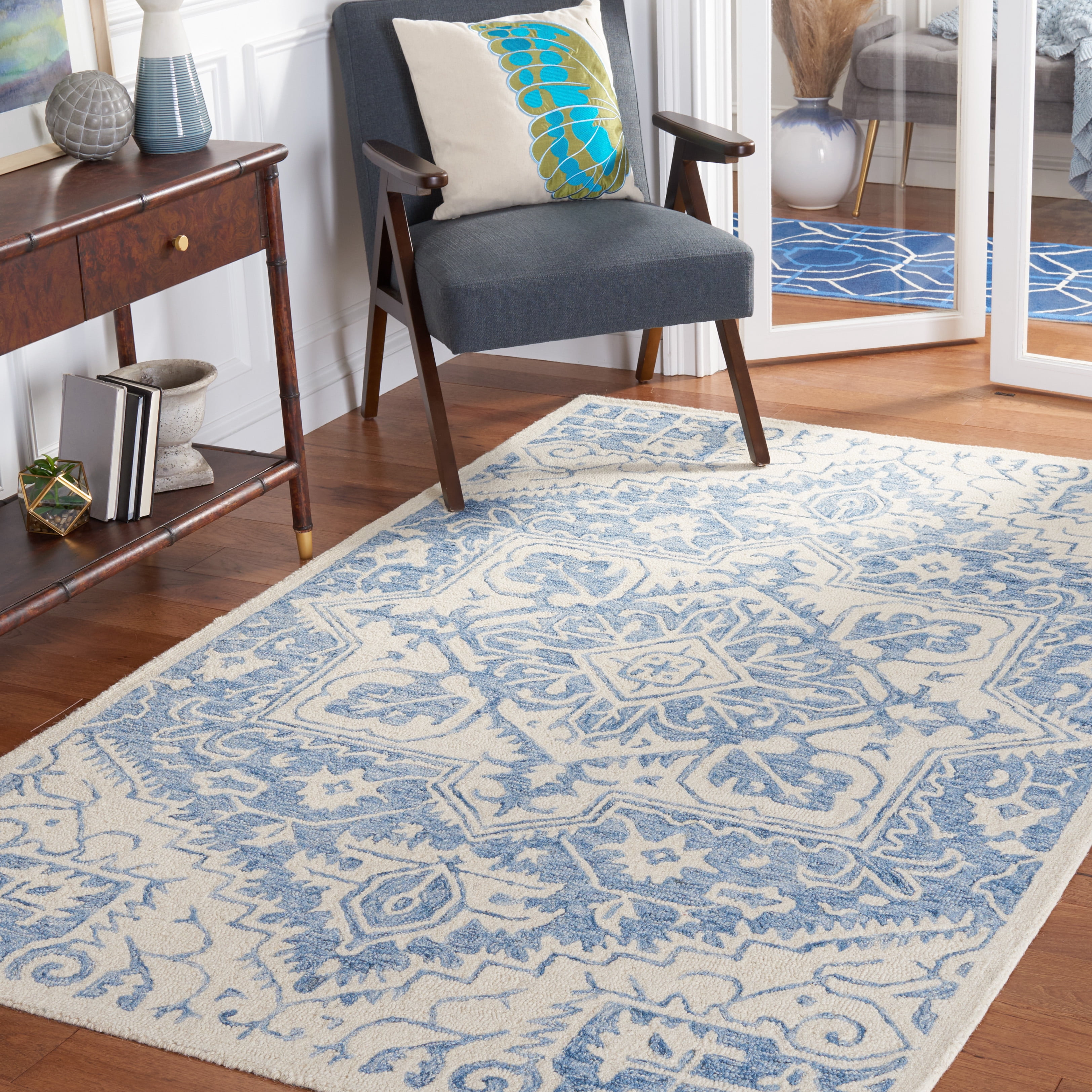 SAFAVIEH Metro Webster Medallion Area Rug, Blue/Ivory, 8' x 10'