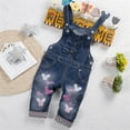 thumbnail image 2 of Gunia Girls' Denim Overalls Summer Baby Jumpsuit Baby Butterfly Shorts Boys Girls 1-4 Years, 2 of 7