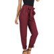 thumbnail image 3 of Primavera Mujer Sólido Casual Pantalones lápiz de cinturo Pajarita con cinturón elástico con bolsillos Pantalones recortados de trabajo - rojo, S S Baoblaze Pantalones casuales de cintura alta, 3 of 8