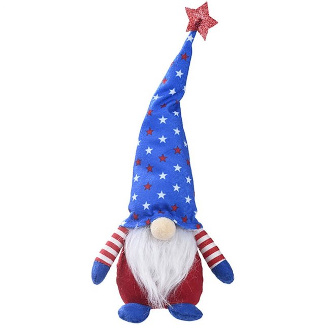 Sombrero de copa con estrellas y rayas Muñeca de barba completa para decoración del Día de la Independencia de Estados Unidos Muñecas gnomo Juguete para niños, C