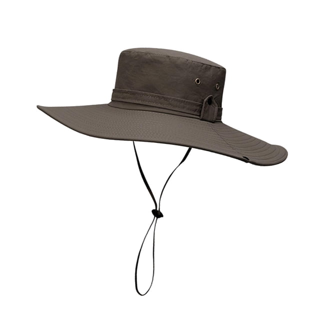 Wide Brim Bucket Hat Polyester Fisherman Visor for Vocation Outdoors Fishing Style A Coffee