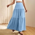 thumbnail image 6 of Womens Skirt Fashion Women‘s Solid Color Casual High Waist Tiered Skirts With Pockets Skirts for Women Light Blue M, 6 of 10