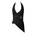 thumbnail image 5 of yueewhu Halter Tops for Women Asymmetrical V Neck Halter Backless Top Sleeveless Wrap Top Y2K Going Out Sexy Tops (Black, L), 5 of 7