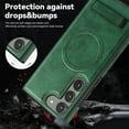 thumbnail image 4 of Magnetic for Galaxy S23 Plus Premium PU Leather Case,Built-in Invisible Stand [Compatible with Magsafe] Protective Slim Kickstand Phone Cover Compatible with Samsung Galaxy S23 Plus, Darkgreen, 4 of 9