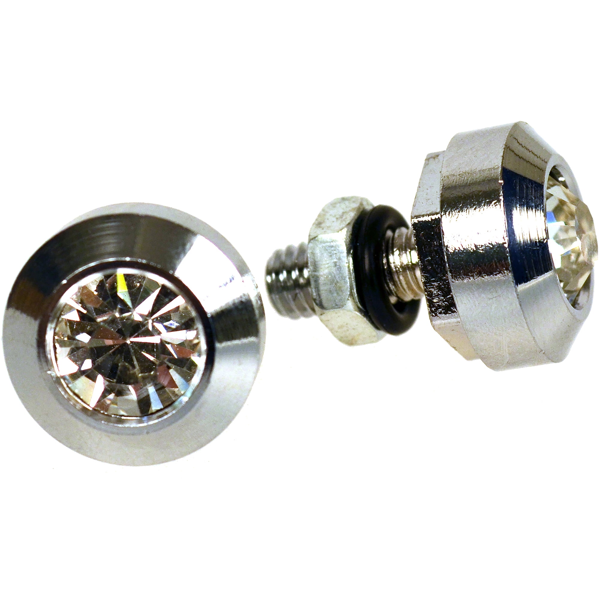 Auto Drive Diamond License Frame Fasteners, Chrome