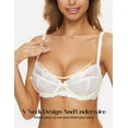 thumbnail image 3 of Wingslove Women's Push Up Bra Sexy Lace Balconette Plus Size Full Cup Unpadded Underwire See Through Bra,White 44DDD, 3 of 6