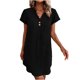 thumbnail image 1 of Vestido de Verano de Manga Corta para Mujeres Mini Vestido Casual de Cuello en V Sólido, Mini Vestido de Manga Corta para Fiestas de Primavera, 1 of 7