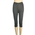 thumbnail image 3 of Frontwalk Women Workout Yoga Capris Leggings Solid Color Casual Pants Elastic Waist Capris Pants Jeggings Dark Gray XS, 3 of 3