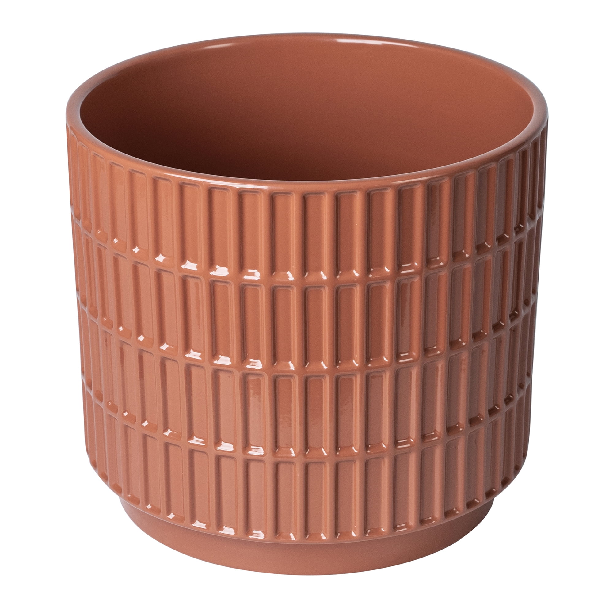 Mainstays 6" x 6" x 5.5" Round Red Ceramic Grid Plant Planter