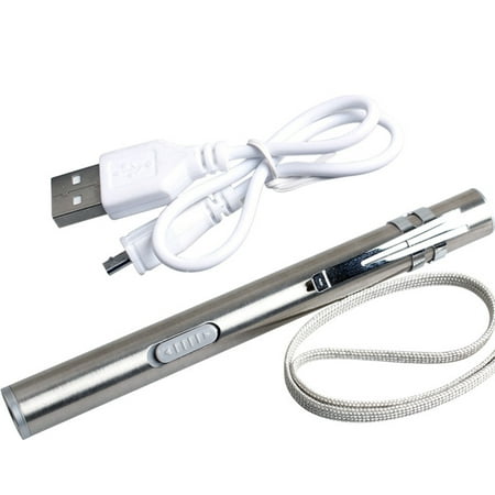 Stainless Steel USB Rechargeable Mini Flashlight Handy LED Torch Pen Light with