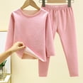 thumbnail image 2 of Odeerbi Toddler Kids Boys Girls Fleece Lined Pajamas Set Winter Warm Solid Color 2 Piece Lounge Sets Baby Long Sleeve Thickening Sweatsuits Home Wear Clothes Suit Pink, 2 of 5