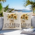 thumbnail image 2 of Outdoor Waterproof Pillow Covers Pack of 2, Hey Summer Vintage Sunflower Linen Texture Decorative Throw Pillowcases Cushion Covers for Garden Patio Tent Sofa Couch, 16x16 inch, 2 of 8
