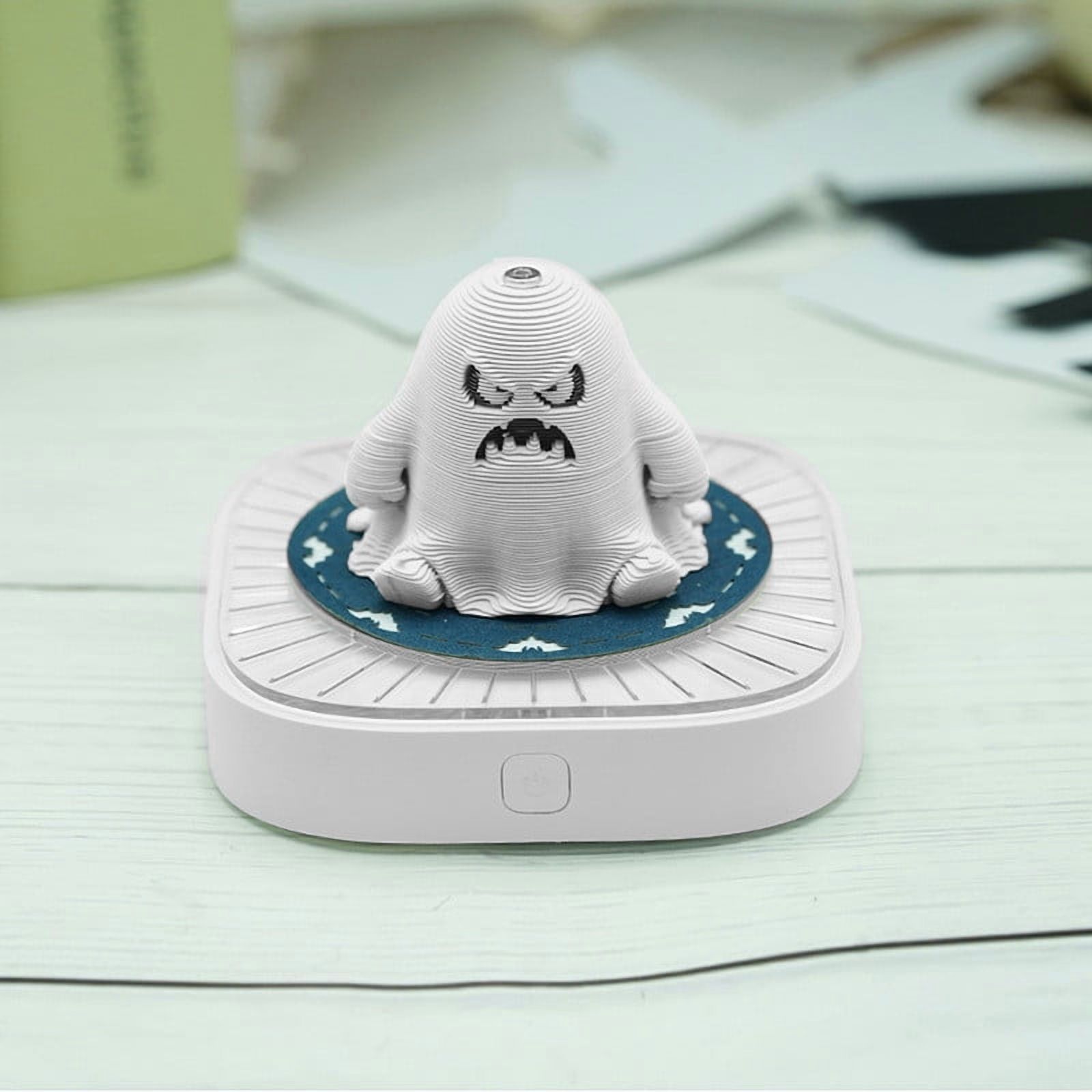 Nkmbld Time Piece Calendar with Lights, Funny Halloween Angry Ghost DIY Art Memo Pad with Lights Time Piece Calendar 2026 Panoramic Paper Sculpture DIY Paper Carving Art, White
