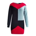 thumbnail image 4 of CEHVOM Automne et Hiver Femmes Robe Chandail à Manches Longues Patchwork Col Rond, 4 of 5