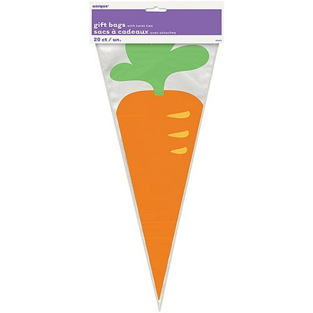 Easter Keepsake Box - Easter Carrot Cone Cellophane Bags, 20-Count