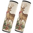 thumbnail image 2 of 2-Pack Seat Belt Covers with Flannel Seatbelt Shoulder Strap Case Adjustable Straps Soft Padding for Car Christmas Deer with Greenery Medium, 2 of 8