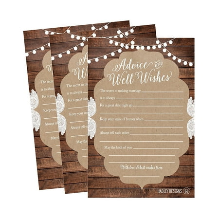50 4x6 Rustic Wedding Advice & Well Wishes For The Bride and Groom Cards, Reception Wishing Guest Book Alternative, Bridal Shower Games Note Card Marriage Advice Bride To Be, Best Wishes For Mr & (Best Games For Note 3 2019)