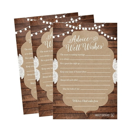 50 4x6 Rustic Wedding Advice & Well Wishes For The Bride and Groom Cards, Reception Wishing Guest Book Alternative, Bridal Shower Games Note Card Marriage Advice Bride To Be, Best Wishes For Mr & (Best Business Card Designs)