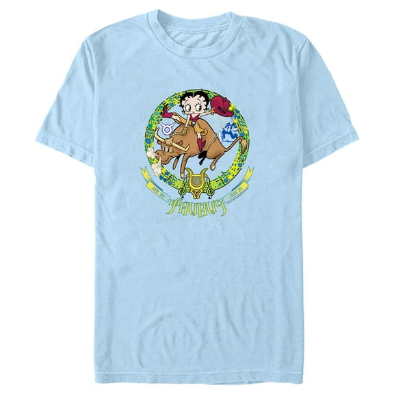 Men's Betty Boop Taurus Zodiac Graphic Tee Light Blue Small