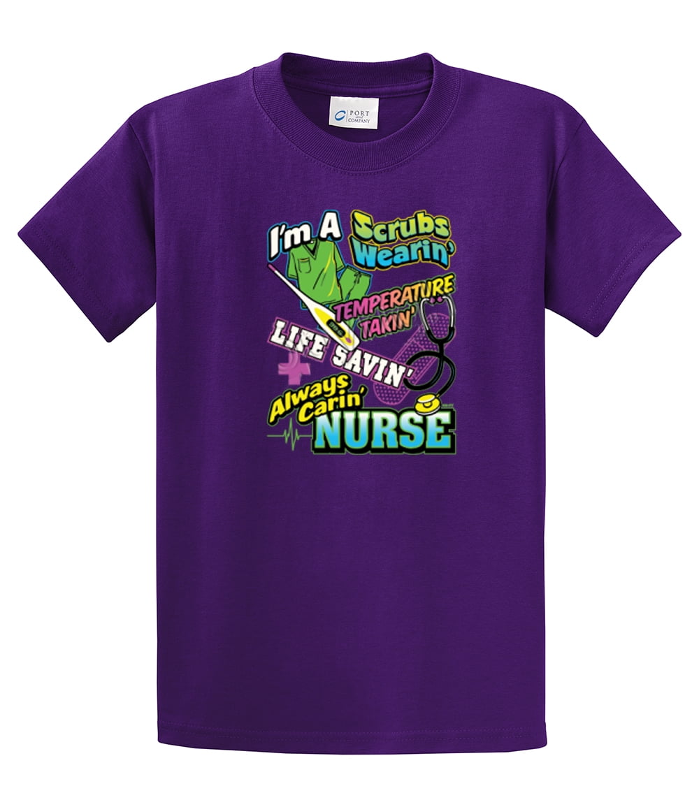 Nurse Short Sleeve T-shirt I'm A Scrubs Wearin' CNA Assistant Plus Funny Tee - Picture 77 of 104