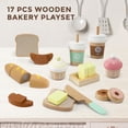thumbnail image 2 of Juego de 17 piezas de juguete de panadería de madera para niños, juego de comida para niños pequeños de 3+, accesorios de cocina con bolsa de compras, juguetes de comida para cortar, regalo para niños, 2 of 4