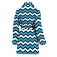 thumbnail image 2 of Blue And White Zigzag Pattern Women Bathrobe One Size Univeral Fits, Zigzag Zigzag Fashion Lightweight Plush Fleece Long Robe For Women, 2 of 3