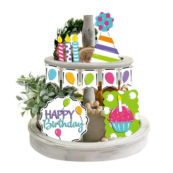 2DXuixsh Beach House Decorations for Kitchen Birthday Party Tiered Tray Decoration Cake Candle Logo Decoration Ornament 3 Tier Stand Rustic Chevron Multi-Color