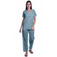 thumbnail image 1 of Moomaya Printed Short Sleeve Pajama Set For Women Printed Button Up Sleep Shirt, 1 of 6
