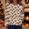 thumbnail image 2 of KICILVS Womens Christmas Tops Bells Print Long Sleeve Crew Neck T Shirt Casual Holiday Blouse for Christmas Day Outfits, 2 of 8