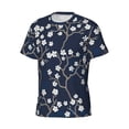 thumbnail image 5 of Vsdgher Cherry Blossoms on Navy Background Print Men's Dry Fit Mesh Athletic Shirts Moisture Wicking Tennis T-Shirt Tops, 5 of 9