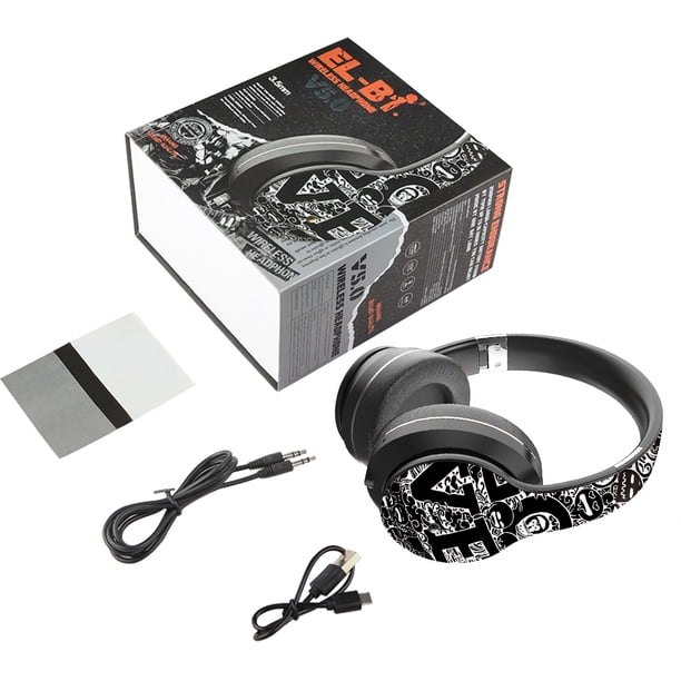Auriculares inalámbricos Graffiti, plegables, compatibles con Bluetooth 5.0, auriculares deportivos para juegos para teléfono móvil, negro plateado Vogacara EL000142-01B