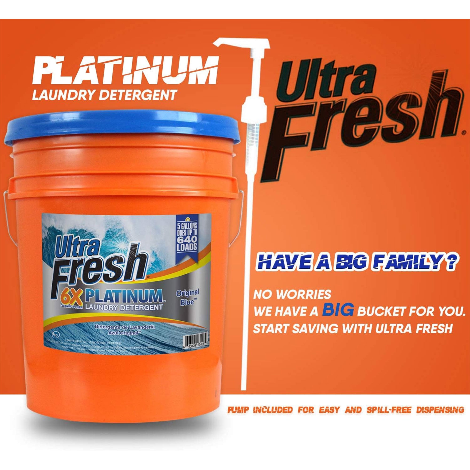 Ultra Fresh 6X Platinum Laundry Detergent Liquid, Original Blue (5 Pack)
