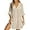 Light Brown, variant on Women's V Neck Ruffled Cover Up Button Down Bathing Suit Beach Dress with Short Sleeves