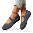 thumbnail image 5 of Womens Breathable Ventilated Knit Mesh Mary Jane Shoes, Elastic Single Strap Slip On Flats, Shock Absorbing Lightweight Daily Walking Footwear, 5 of 6