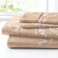 thumbnail image 3 of Collections Etc 4-Piece Foliage Bed Sheets and Pillowcases Set | Graceful Branch Design | Fitted Sheet, Flat Sheet, Pillowcases | Machine Wash, Polyester, 3 of 5