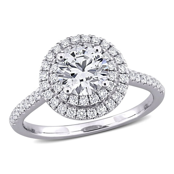 Created Forever Women's 1 3/8ct TW Lab Grown Diamond 14k White Gold Double Halo Engagement Ring