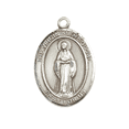 thumbnail image 2 of .925 Sterling Silver Virgin of the Globe Medal Pendant on 18" Rhodium Plated Lite Curb Brass Chain with Lobster Claw Clasp,Catholic Religious Necklace -Made in USA- Velvet Gift Box, 2 of 3