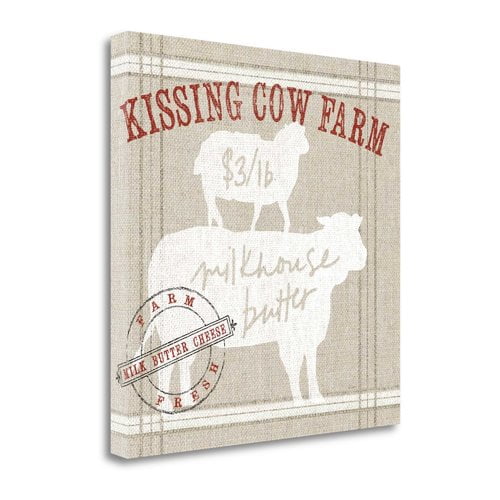 Tangletown Fine Art Farm Linen Cow by Sue Schlabach Poster Frame - 18 x 18 x 1.5 in.