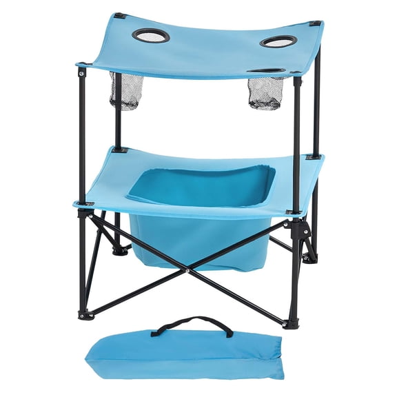 Folding Camping Table, Portable Outdoor Lightweight Picnic Table, 600D Oxford Fabric Waterproof Canvas Travel Beach Tables, with 4 Cup Holders, Carry Bag, for Tailgating Camping Picnic, Blue