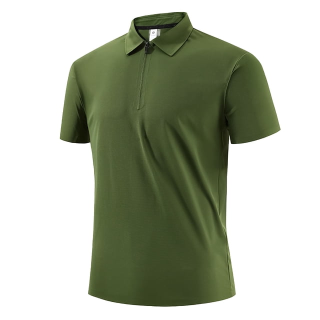 Yuzhih Men's Golf Shirts Solid Color Short Sleeve Collared Tennis Tops Big and Talls Quick Dry Workout Gym T-Shirts